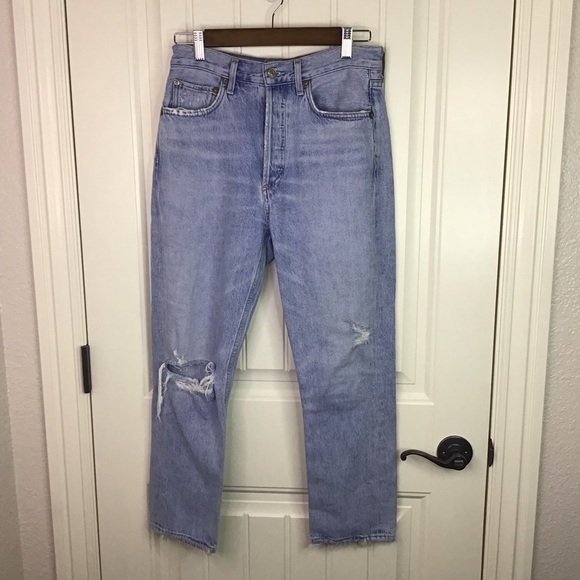 AGOLDE Riley High Rise Straight Crop Jeans in Shatter Size 27. - Picture 2 of 13